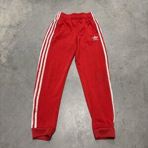Adidas Originals Track Pants Boys Medium 11-12yrs‎ Red Trefoil Tapered 3-Stripe